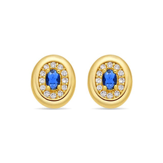 Pendientes de Circonita Zafiro acabado en oro amarillo de 18k - Sahspu-AZUL