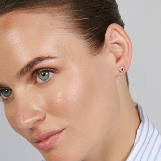 Pendientes de Circonita Zafiro acabado en oro amarillo de 18k - Sahspu-AZUL