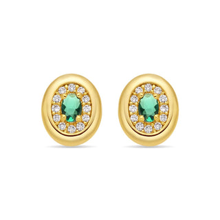 Pendientes de Circonita Esmeralda acabado en oro amarillo de 18k - Sahspu-VERDE