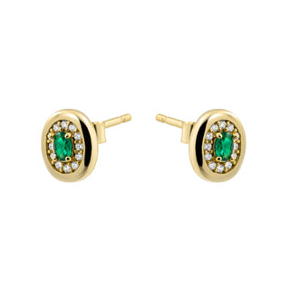 Pendientes de Circonita Esmeralda acabado en oro amarillo de 18k - Sahspu-VERDE