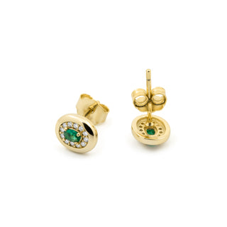 Pendientes de Circonita Esmeralda acabado en oro amarillo de 18k - Sahspu-VERDE