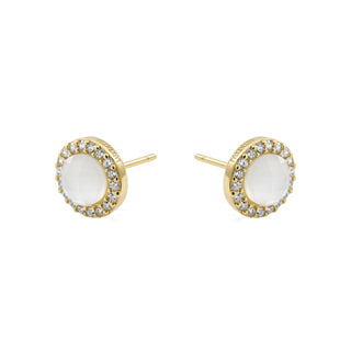 Pendientes de Cristal de Roca y Madreperla acabado en oro amarillo de 18k - Tasass-BLANCO