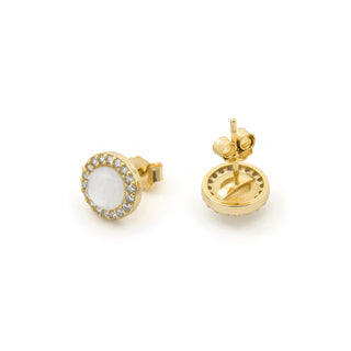 Pendientes de Cristal de Roca y Madreperla acabado en oro amarillo de 18k - Tasass-BLANCO