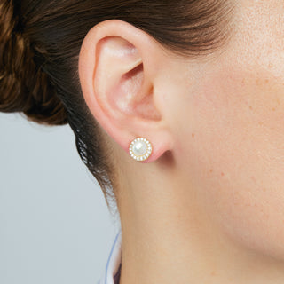Pendientes de Cristal de Roca y Madreperla acabado en oro amarillo de 18k - Tasass-BLANCO