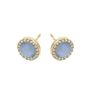 Pendientes de Doblete Azul Ch acabado en oro amarillo de 18k - Tasass-AZUL