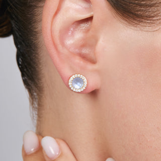 Pendientes de Doblete Azul Ch acabado en oro amarillo de 18k - Tasass-AZUL