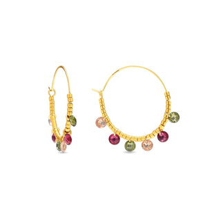 Pendientes de Circonita Multicolor acabado en oro amarillo de 18k - Chiuka-MULTICOLOR