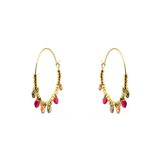 Pendientes de Circonita Multicolor acabado en oro amarillo de 18k - Chiuka-MULTICOLOR