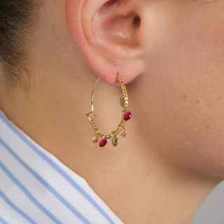 Pendientes de Circonita Multicolor acabado en oro amarillo de 18k - Chiuka-MULTICOLOR