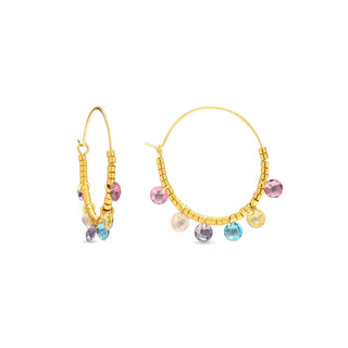 Pendientes de Circonita Multicolor acabado en oro amarillo de 18k - Chiuka-MULTICOLOR