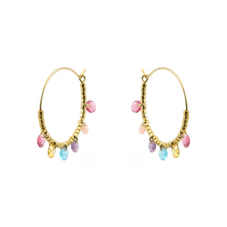 Pendientes de Circonita Multicolor acabado en oro amarillo de 18k - Chiuka-MULTICOLOR