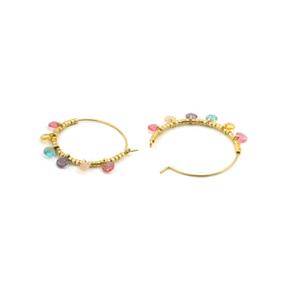 Pendientes de Circonita Multicolor acabado en oro amarillo de 18k - Chiuka-MULTICOLOR