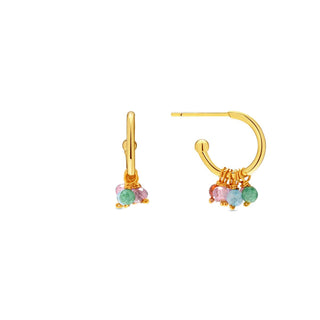 Pendientes de Cristal Multicolor acabado en oro amarillo de 18k - Jaros-Multicolor