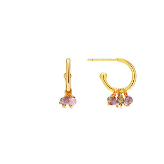 Pendientes de Cristal Multicolor acabado en oro amarillo de 18k - Jaros-Multicolor