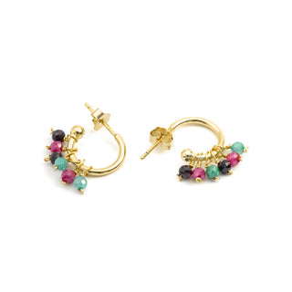 Pendientes de Cristal Multicolor acabado en oro amarillo de 18k - Jaros-Multicolor