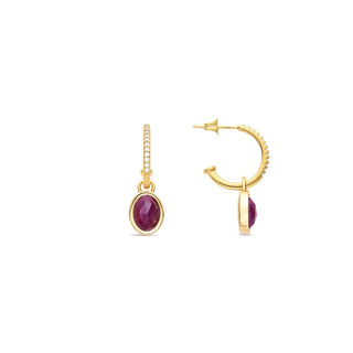 Pendientes de Cristal Morado acabados en oro amarillo 18K - Nyahau-morado