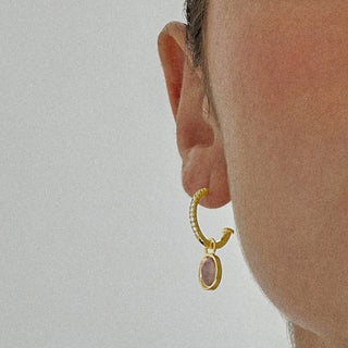 Pendientes de Cristal Morado acabados en oro amarillo 18K - Nyahau-morado