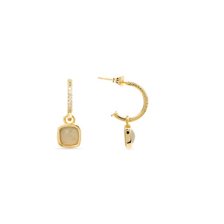 Pendientes de Cuarzo Gris Nublado acabados en oro amarillo 18K - Darmix-gris