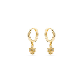 Pendientes de Circonita Brillante acabados en oro amarillo 18K - Josan-blanco
