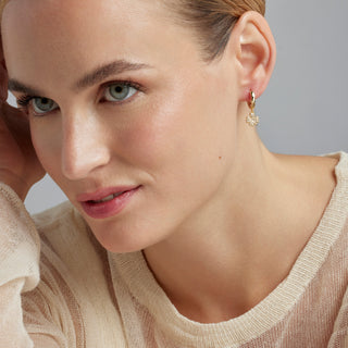 Pendientes de Circonita Brillante acabados en oro amarillo 18K - Josan-blanco