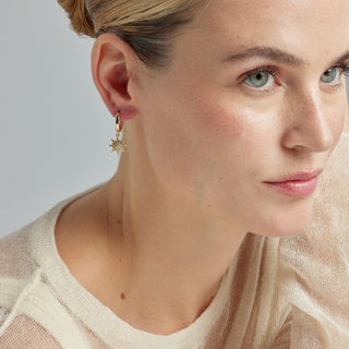 Pendientes de Circonita Brillante acabados en oro amarillo 18K - Tysco-blanco