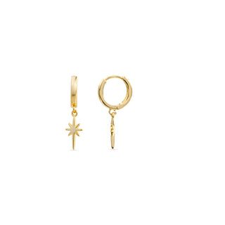 Pendientes de Circonita Brillante acabados en oro amarillo 18K - Mandra-blanco