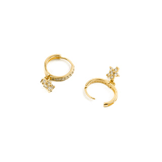 Pendientes de Circonita Brillante acabados en oro amarillo 18K - Kord-blanco
