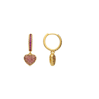 Pendientes con Circonita Rubí acabado oro 18k - Korisen-rojo