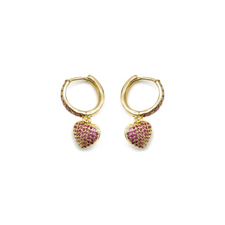 Pendientes con Circonita Rubí acabado oro 18k - Korisen-rojo