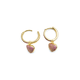 Pendientes con Circonita Rubí acabado oro 18k - Korisen-rojo