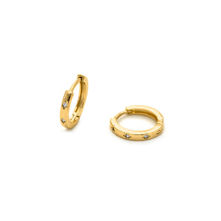 Pendientes con Circonita Brillante acabado oro 18K - Unya-blanco