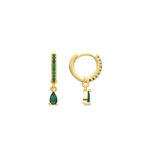 Pendientes acabado oro amarillo de 18k y Circonita Esmeralda - Laade-verde
