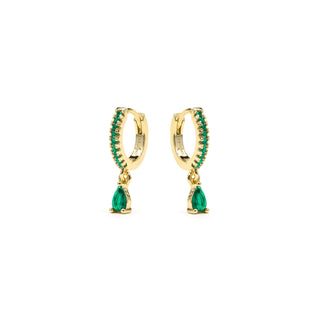 Pendientes acabado oro amarillo de 18k y Circonita Esmeralda - Laade-verde