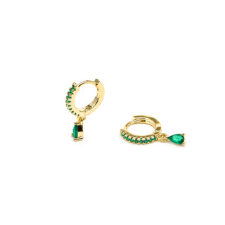Pendientes acabado oro amarillo de 18k y Circonita Esmeralda - Laade-verde