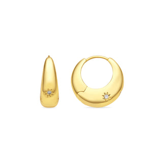 Pendientes con Circonita Brillante acabado oro 18k - Ricia-blanco