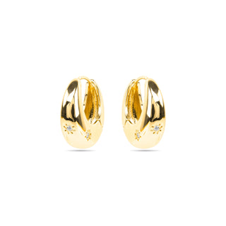Pendientes con Circonita Brillante acabado oro 18k - Ricia-blanco