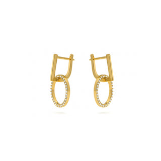 Pendientes acabado en oro amarillo 18k - Lally-blanco
