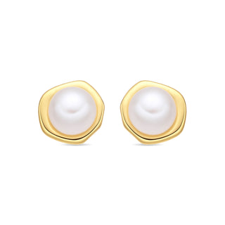 Pendientes de Perla Blanca acabado en oro amarillo de 18k - Oha-amarillo