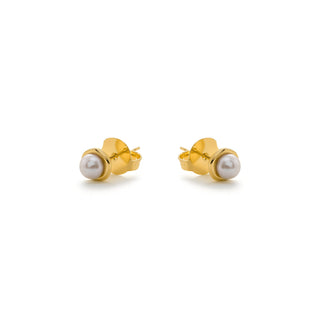 Pendientes de Perla Blanca acabado en oro amarillo de 18k - Oha-amarillo