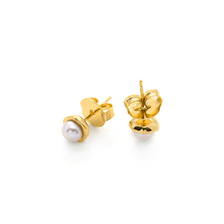Pendientes de Perla Blanca acabado en oro amarillo de 18k - Oha-amarillo