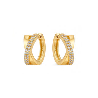 Pendientes de Circonita Brillante acabado en oro amarillo de 18k - Ihade-Dorado