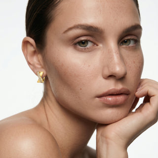 Pendientes de Circonita Brillante acabado en oro amarillo de 18k - Ihade-Dorado