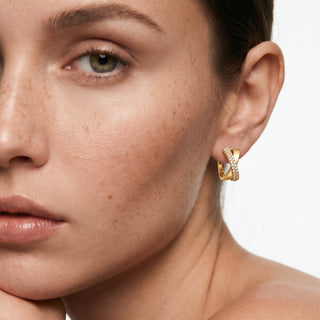 Pendientes de Circonita Brillante acabado en oro amarillo de 18k - Ihade-Dorado