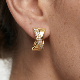 Pendientes de Circonita Brillante acabado en oro amarillo de 18k - Ihade-Dorado