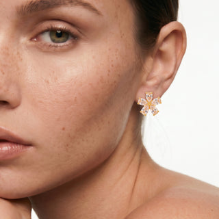 Pendientes de Circonita Brillante acabado en oro amarillo de 18k - Shayus-Dorado
