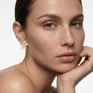 Pendientes de Circonita Brillante acabado en oro amarillo de 18k - Shayus-Dorado