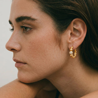 Pendientes de Circonita Brillante acabado en oro amarillo de 18k - Lordae-Dorado