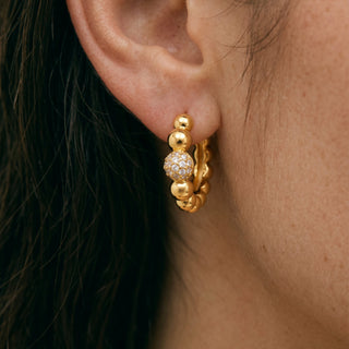 Pendientes de Circonita Brillante acabado en oro amarillo de 18k - Lordae-Dorado