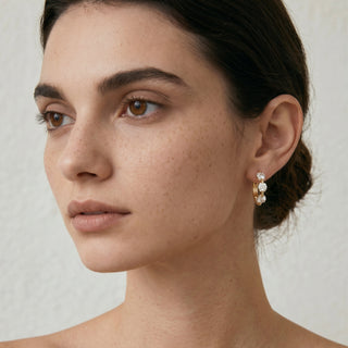 Pendientes de Circonita Brillante acabado en oro amarillo de 18k - Nili-Dorado