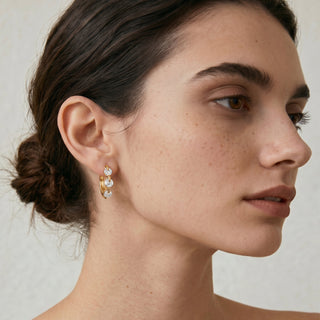 Pendientes de Circonita Brillante acabado en oro amarillo de 18k - Nili-Dorado